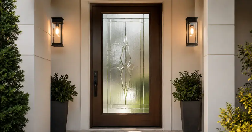 decorative frosted glass panel installed in a front door in Haig, St. Catharines