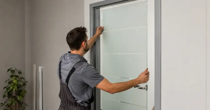 frosted glass interior door panel installation in Facer, St. Catharines