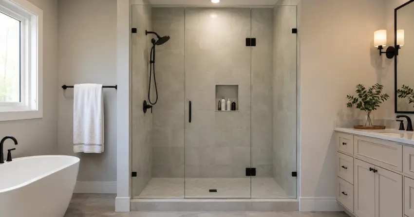 new frameless glass shower door installed in Fitzgerald, St. Catharines